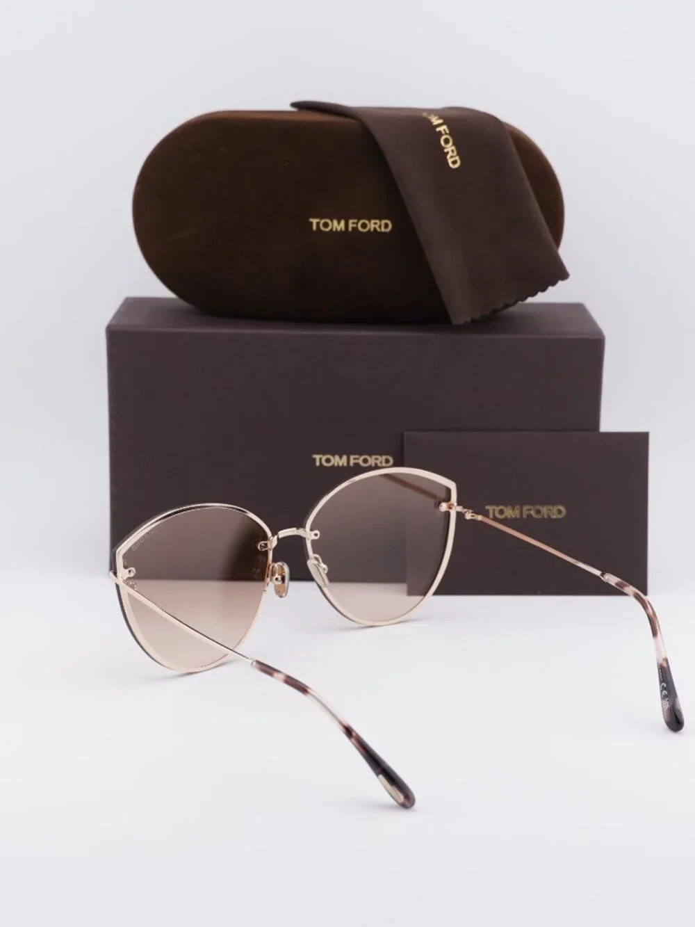 Tom Ford Evangeline FT1106 28U Cat Eye Sunglasses - Shiny Rose Gold / Bordeaux